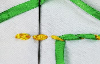 thread (for hand sewing) best in green, we sew it to the fabric with tack