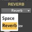 The Space/Reverb Page: On the Space/Reverb Page you can choose between two different reverb types Space (convolution reverb) and Reverb (algorithmic reverb). The Reverb uses less CPU than the Space.