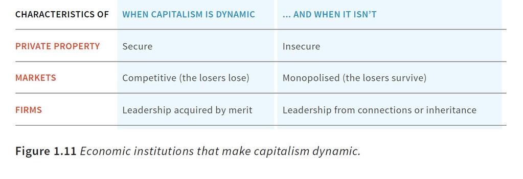 Dynamism of Capitalism Capitalism can be a dynamic economic system when it combines: Private incentives for cost reducing innovation deriving from market competition and secure private property.