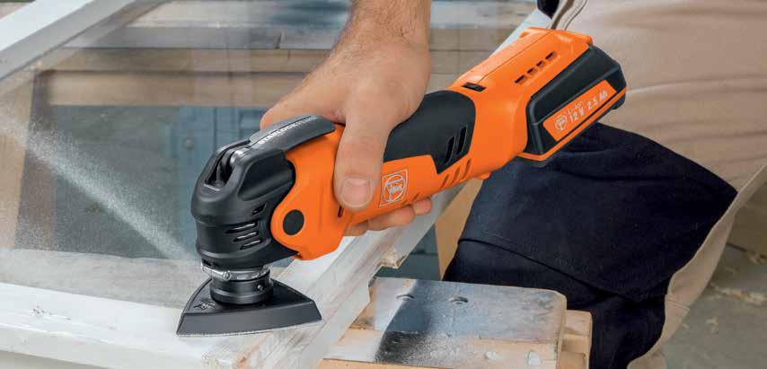 FEIN Cordless MultiTalent QuickStart Model AFMT 12 QSL The cordless universal system for interior construction and renovation with QuickIN and the basic accessories for sanding and sawing.