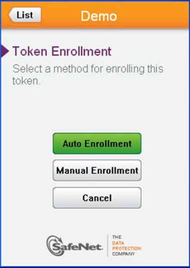 Press the icon to open the application. The Token Enrollment window appears.