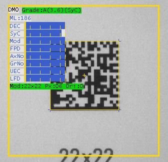 3.) Position the data matrix code on the calibration card in front of the camera, at the correct reading distance. Press [next] button for teaching-in the data matrix code.