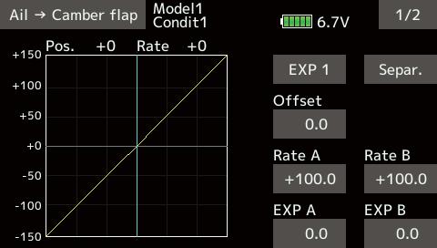 [Corresponding model type]: Airplane/ This mix operates the camber flaps (FLP1/2) in the aileron mode.