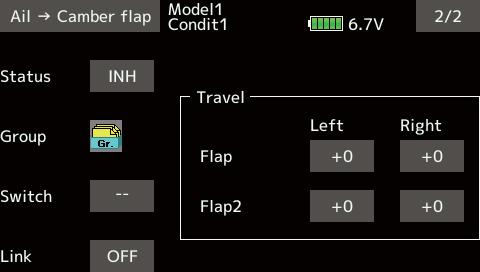 characteristic of the roll axis is improved. model menu and call the setup screen shown below.