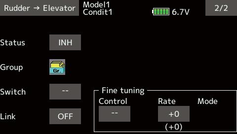 [Corresponding model type]: Airplane, general This function is used when you want to mix elevator operation with rudder operation.