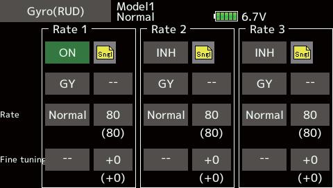 This function is used to adjust gyro sensitivity. The sensitivity and operation mode (Normal mode/ AVCS mode) can be set for each condition.