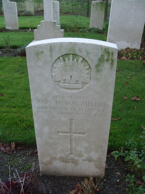 Photo of Pte James Thomas Williams Headstone at Codford Anzac War