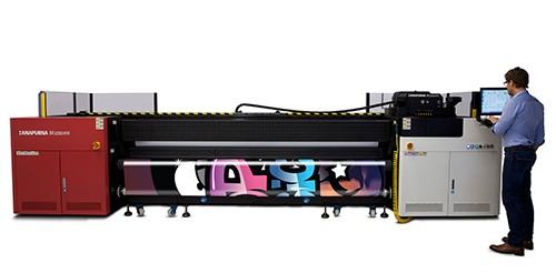 The is a high-speed 3.2 meter-wide roll-to-roll UV-inkjet printer.