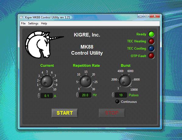 KIGRE LASER CONTROL SOFTWARE Kigre laser control software provides a ready-made repetition rate generator with burst and shot count features.