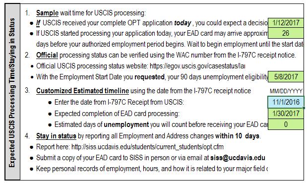 OPT Timeline Calculator cont. 1. Sample timeline if USCIS got your paperwork today 2.