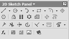 Autodesk Inventor R10 Fundamentals Lesson 6 2D Sketch Panel Tools Inventor s Sketch Tool Bar contains tools for creating the basic geometry to create features and parts.
