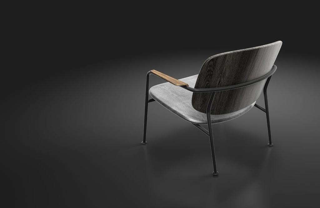 KVADRAT : Fiord fabrics 39 50 23 LEATHER 10 WOOD: Oiled Oak / Black stained GRAPP ARM LOUNGE A chair that is obviously placed in a visual field of tension where a conscious play with voluminous