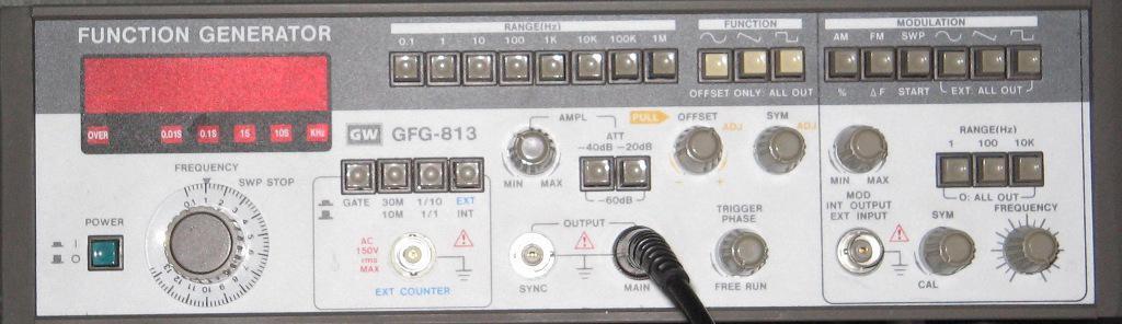 5.2 Good Will Instrument Company Model GFG-813 The front panel controls and connectors are shown in Fig. A-20.