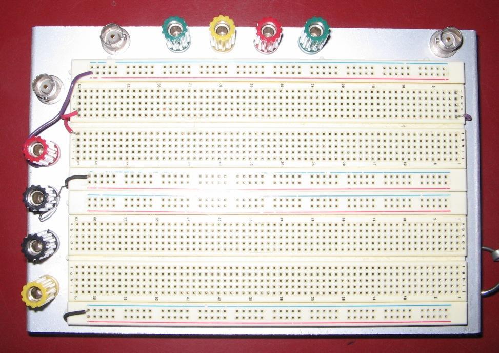 2. Protoboard The protoboard may be viewed as a neatly arranged set of interconnecting wires, as indicated by thick lines in the drawing shown in Fig. A-1.