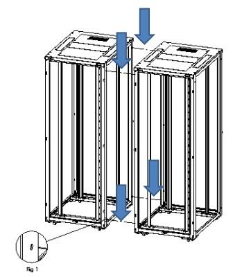 6. BAYING THE ENCLOSURE 1. Remove 4 blanking grommits per enclosure (Fig 1). 2. Position and level the adjacent enclosure frames.
