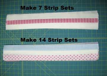 Begin by aligning your strip sets along the horizontal lines of your mat.