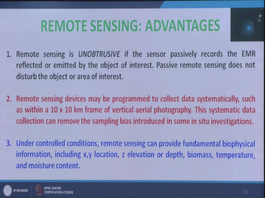 first thing people start looking remote sensing because it can acquire the data, there might be some satellite at that time might be flying over of that part of the earth where a natural disaster has