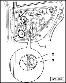 64-63 - Remove housing from door handle Page 57-13, removing lock cylinder housing. - Lever out cover cap -1-.