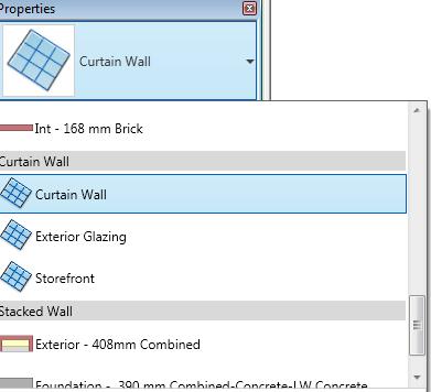 Result as seen in 3D View: Draw a Curtain Wall in the
