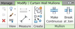 TIP!! You may also use these tools from TAB MODIFY CURTAIN WALL MULLIONS The bar becomes visible when
