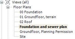 Open Foundation and sewer plan from the CONTENT
