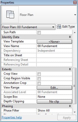 In the VIEW PROPERTIES tray, choose EXTENTS - VIEW RANGE - EDIT SOME HINTS ON THE
