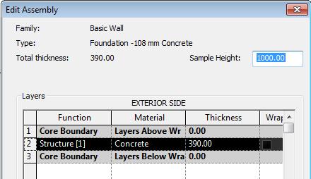 Assign correct thickness to the foundation: Finish by clicking on OK and OK until all windows