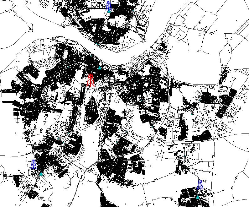 Aalborg network will be composed of the main base station and 3 additional Subscriber Stations (SSs) distributed as shown in Figure 5.11. Figure 5.11: location of Base Stations in Aalborg.
