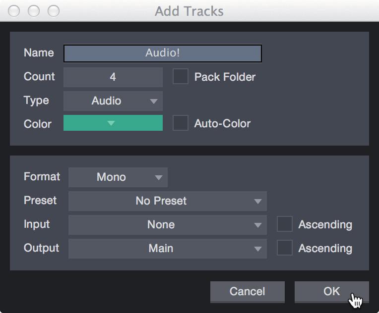 6 Studio One Artist Quick Start 6.3 Creating a New Song Audio. Use this track type to record and playback audio files. Instrument.
