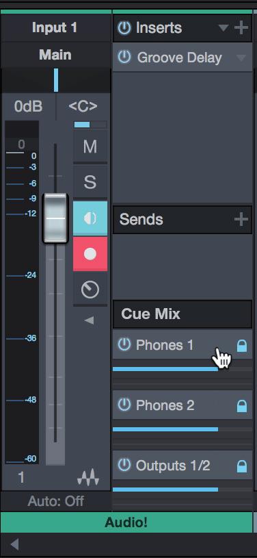 6 Studio One Artist Quick Start 6.5 Monitor Mixing in Studio One 6.4.2 Talkback and Monitoring 1 2 3 1. Talk Button (Quantum). Use this to engage the Talk function.