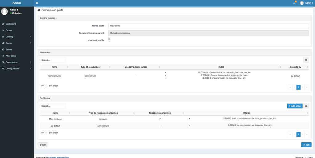 Commissions management Admins can manage