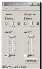 XP/NT Start > Programs > Accessories > multimedia > Volume Control Windows 2000 Start > Programs > Accessories > multimedia > Volume Control Be sure the input you are using is not Muted and the