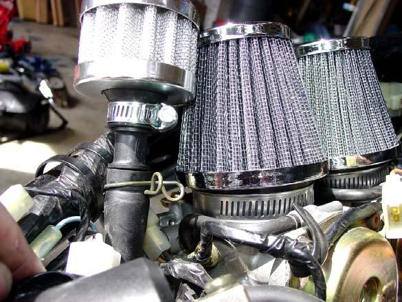 Installing the filters This is simple and make sure the filters are completely sealed around the top of the carbs.