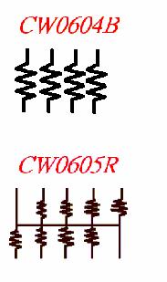 THICK FILM CHIP NETWORK RESISTOR (PROTROUDE ELECTRODE) PART NUMBER DESCRIPTION (for order booking) CW06 04B J 22K Type & Wattage Circuit Res. Tol.