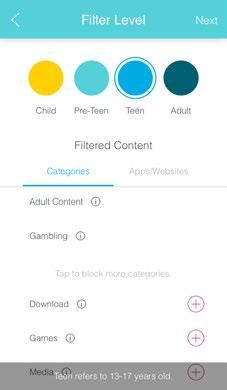 Parental Controls Create profiles for family members and specify the devices