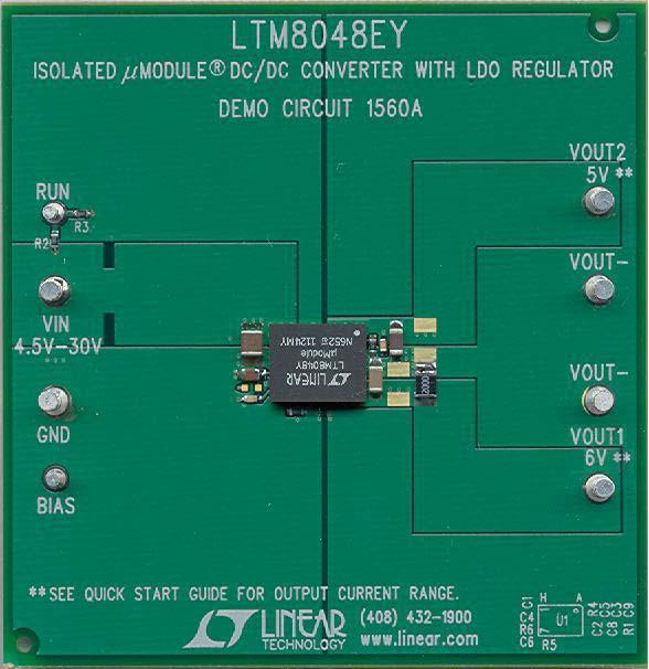 DESCRIPTION Demo circuit 156A is an isolated flyback μmodule DC/DC converter with LDO post regulator featuring LTM 848.