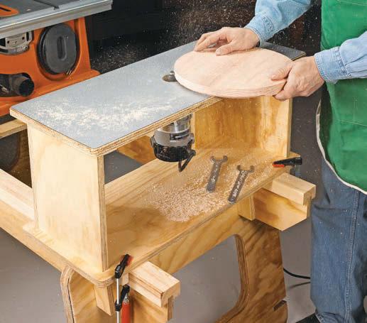 ual-function OUTFEE TABLE With this platform and outfeed table for my benchtop table saw, I can now use the saw just about anywhere.