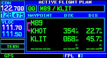 GNS 430 Controls When finished entering waypoints,
