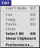 The Edit Menu The View Menu Can t Undo ( Z) Cut ( X) / Copy ( C) / Paste ( V) / Clear These commands are not available in the browser window.