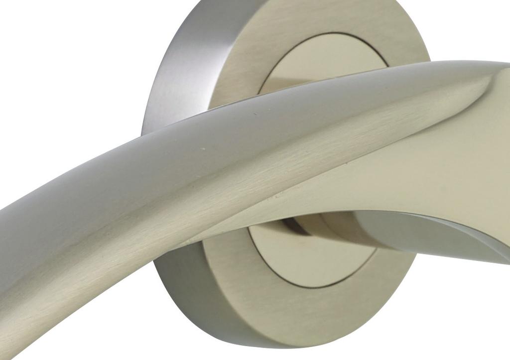 Oria Polished Chrome Polished Nickel / Satin Nickel Oria Lever on Round Rose 5601 The contrast