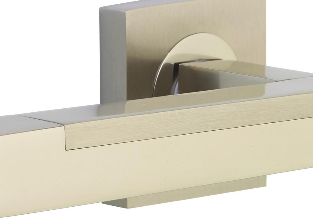 Modica Polished Nickel / Satin Nickel Modica Lever on Square Rose 5605 With chiselled edges, Modica