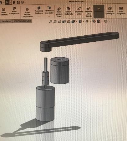 Another aspect of this exercise is that students must design a single link to be connected to the motor shaft. The design is done using Solidworks.