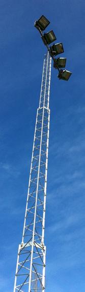18 m high mast + foundation, fuse box, 4 pcs Gothia LED, 480W 17 m high mast + foundation, 4 pcs