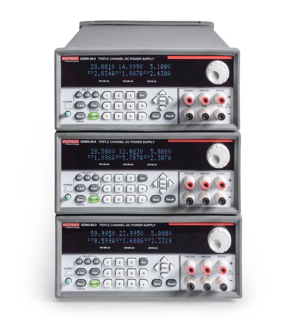 Series 2230G High Power, 3-Channel, Programmable Power Supplies For Design and Test of high power components and circuits Series 2230G Features One 195 W model and two 375 W models 195 W model has