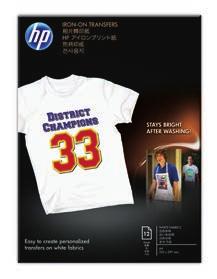 HP Iron-on Transfers Easy-to-use peel-offs deliver bright colours that last through repeated washing.
