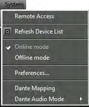 Configuring devices Using Dante in WSM Make sure that the EM 9046 with the installed Dante module is connected to the WSM and that Dante Virtual Soundcard is running.