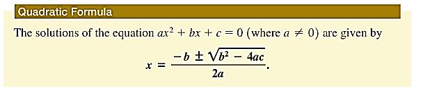 EXAMPLE #1: Solve. Figure #1: The Quadratic Formula (8.