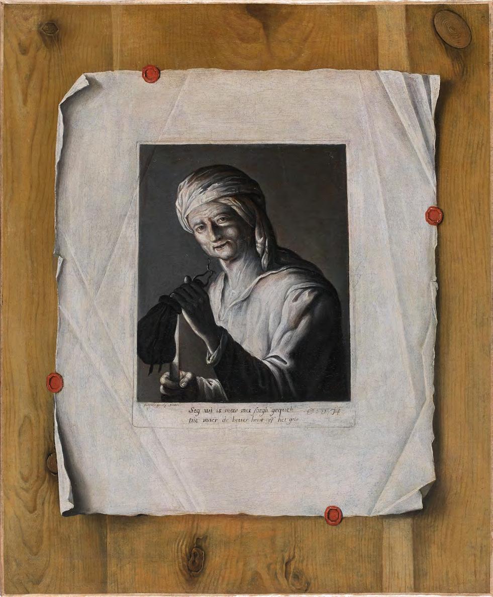 GASPARD GRESLY (1712-1756) Trompe-l Oeil with an Engraving after Gerrit van Honthorst