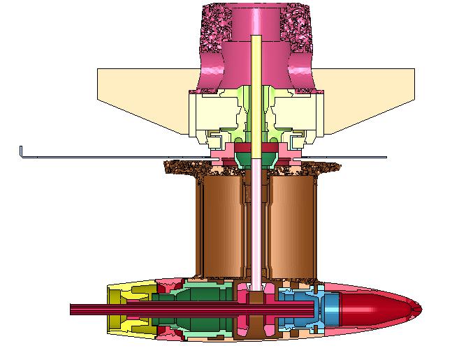 For the preliminary analyses a full LS-DYNA 3D model is used, which has been explicitly created to represent the whole POD structure from the impacting nose to the boat frame connection elements (cfr.