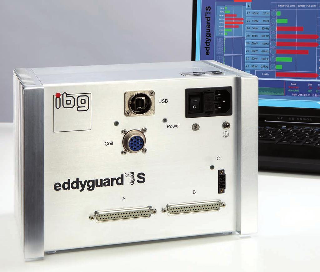 eddyguard digital S Digital eddy current test instrument for one channel nondestructive testing of metal components, mass produced parts and semi-finished products according to